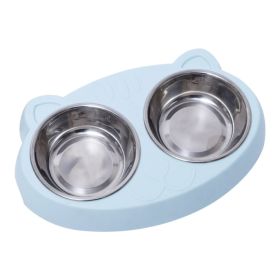Double Dog Water Food Bowls Stainless Steel Non-Slip Resin