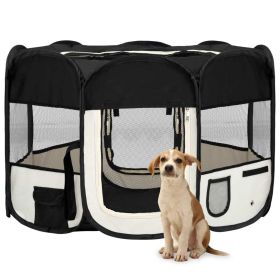 Foldable Dog Playpen with Carrying Bag Black 43.3"x43.3"x22.8"